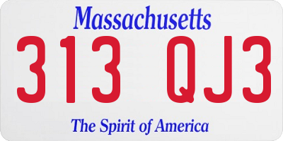 MA license plate 313QJ3