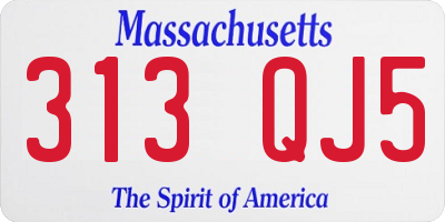 MA license plate 313QJ5