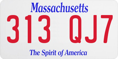 MA license plate 313QJ7