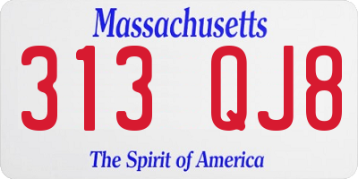 MA license plate 313QJ8