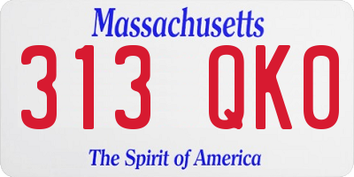 MA license plate 313QK0