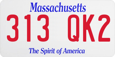 MA license plate 313QK2