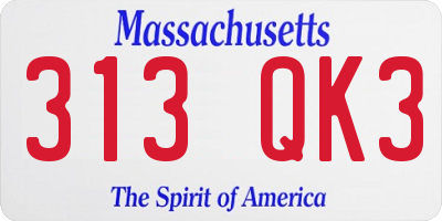 MA license plate 313QK3