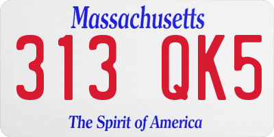 MA license plate 313QK5