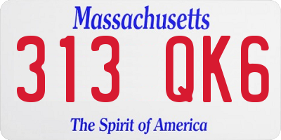 MA license plate 313QK6