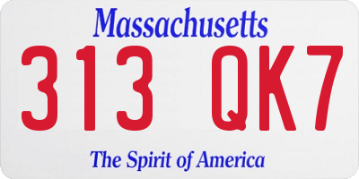 MA license plate 313QK7