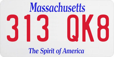 MA license plate 313QK8