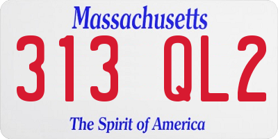 MA license plate 313QL2
