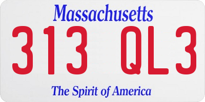 MA license plate 313QL3