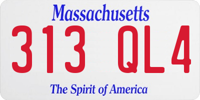 MA license plate 313QL4