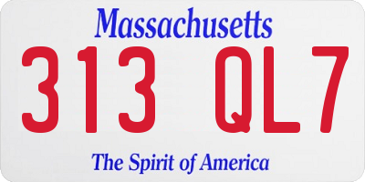 MA license plate 313QL7