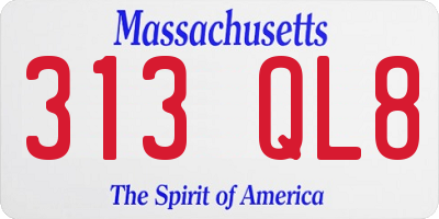 MA license plate 313QL8