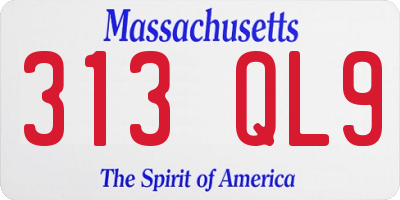 MA license plate 313QL9