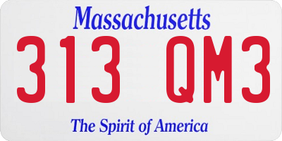 MA license plate 313QM3