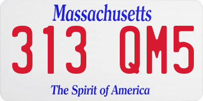 MA license plate 313QM5