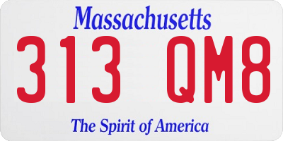 MA license plate 313QM8