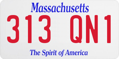 MA license plate 313QN1