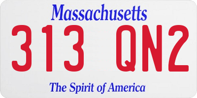 MA license plate 313QN2