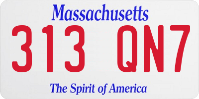 MA license plate 313QN7