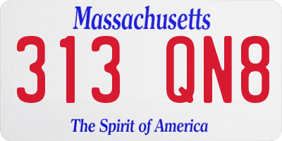 MA license plate 313QN8