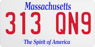 MA license plate 313QN9