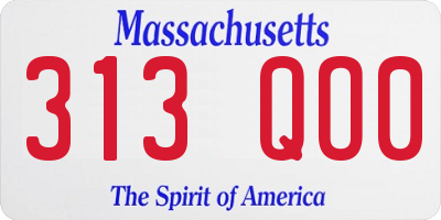 MA license plate 313QO0