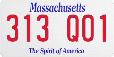 MA license plate 313QO1