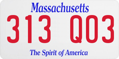 MA license plate 313QO3