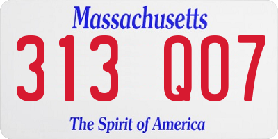 MA license plate 313QO7