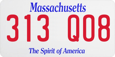 MA license plate 313QO8