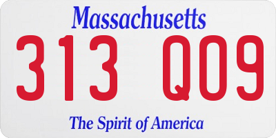 MA license plate 313QO9