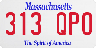 MA license plate 313QP0