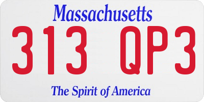 MA license plate 313QP3