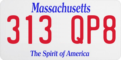 MA license plate 313QP8