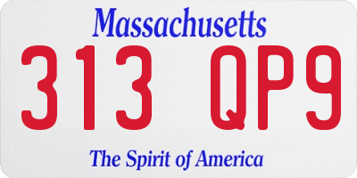 MA license plate 313QP9