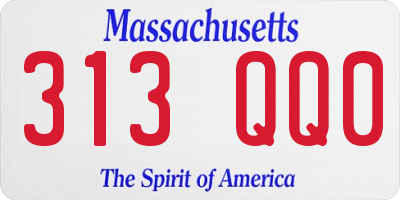 MA license plate 313QQ0