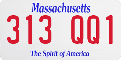 MA license plate 313QQ1