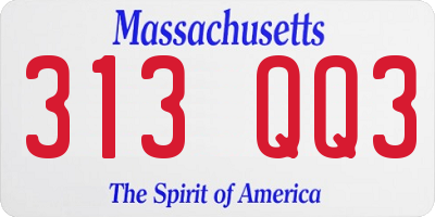 MA license plate 313QQ3