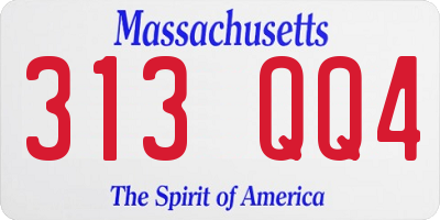 MA license plate 313QQ4