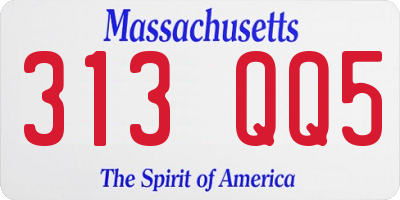 MA license plate 313QQ5