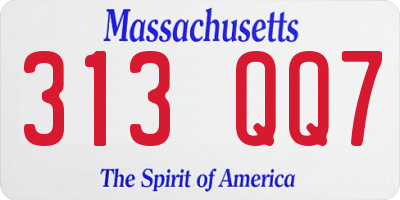 MA license plate 313QQ7