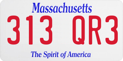 MA license plate 313QR3