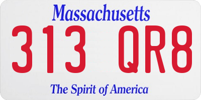 MA license plate 313QR8