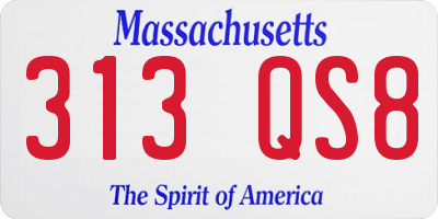 MA license plate 313QS8