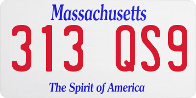 MA license plate 313QS9