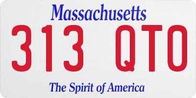 MA license plate 313QT0