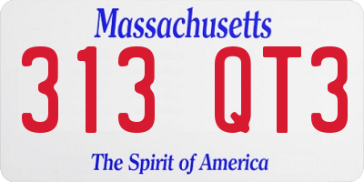 MA license plate 313QT3