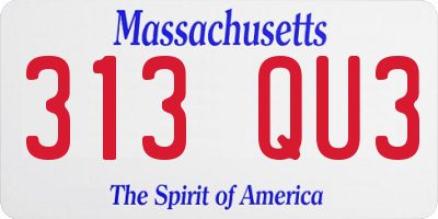 MA license plate 313QU3