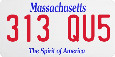 MA license plate 313QU5