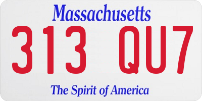 MA license plate 313QU7